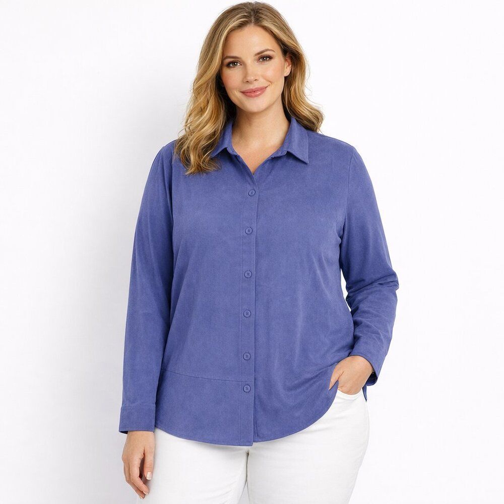 Croft & Barrow Periwinkle Purple Shacket Overshirt Jacket Size 1X EUC Stretch